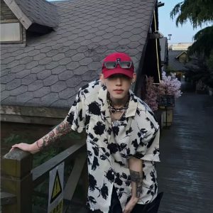 Unisex Summer Floral Cuban Collar Shirt - Retro Vintage Loose Fit Beachwear in Korean Style