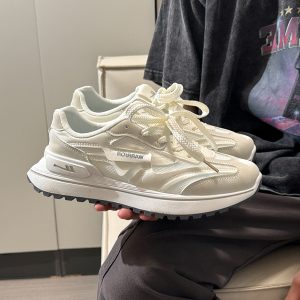 Unisex Summer Mesh Sneakers - Breathable Soft Sole White Sports Shoes, Versatile Dad Shoes for Casual and Active Wear