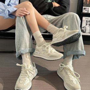 Unisex Summer Mesh Sneakers - Breathable Soft Sole White Sports Shoes, Versatile Dad Shoes for Casual and Active Wear