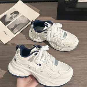 Unisex Versatile Mesh Breathable Dad Shoes - Soft Sole White Sneakers for Summer 2025 Sports Style