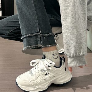 Unisex Versatile Mesh Breathable Dad Shoes - Soft Sole White Sneakers for Summer 2025 Sports Style