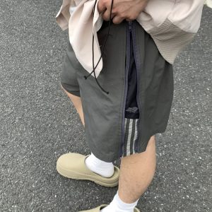 Unisex Zip Striped Nylon Casual Shorts - American Style Quick-Dry Breathable Loose-Fit Summer Five-Point Pants