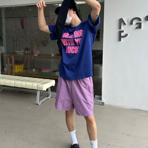 Unisex Zip Striped Nylon Casual Shorts - American Style Quick-Dry Breathable Loose-Fit Summer Five-Point Pants