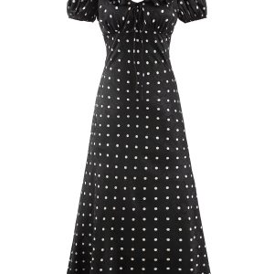 V-Neck Floral Maxi Dress for Women - Vintage 2025 Summer Vacation Style - Black - Elegant Anti-Aging Design