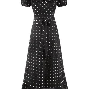 V-Neck Floral Maxi Dress for Women - Vintage 2025 Summer Vacation Style - Black - Elegant Anti-Aging Design