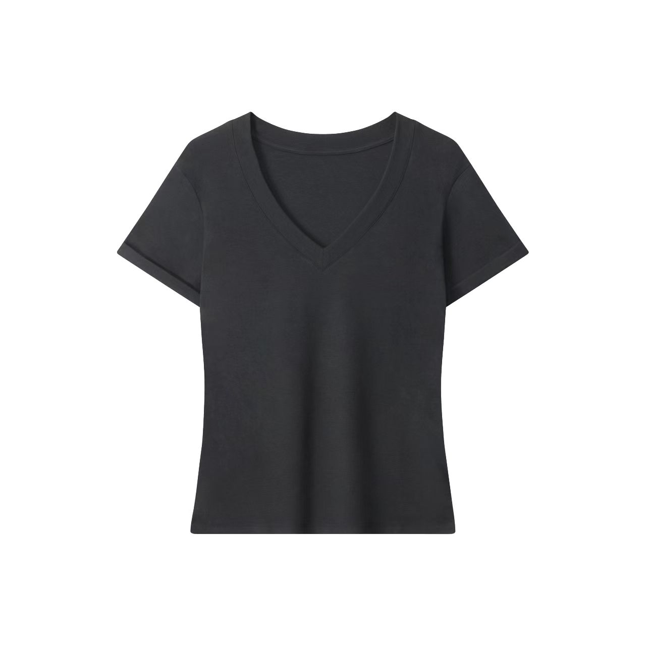 V-Neck Short Sleeve T-Shirt for Women - Solid Color Gray Minimalist Casual Top, Trendy Lazy Style Fashion Essential V-Neck Short Sleeve T-Shirt for Women - Solid Color Gray Minimalist Casual Top, Trendy Lazy Style Fashion Essential