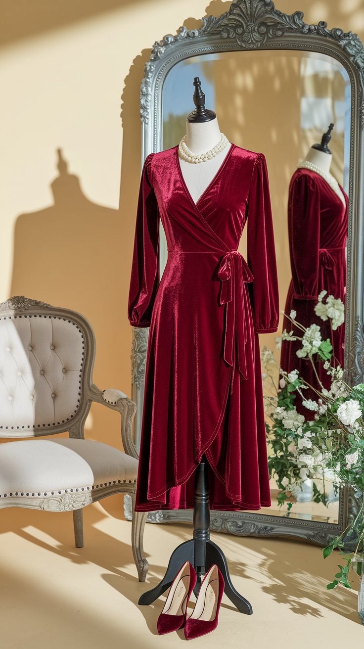 Velvet Red Dress Outfit Ideas for Glamorous Occasions outfit idea