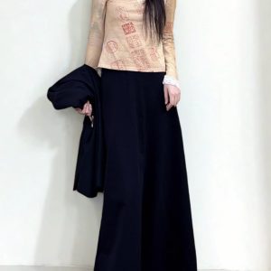 Versatile Black Floor-Length A-Line Skirt for Spring and Summer, Casual Sports Leisure Style, Perfect for Everyday Wear