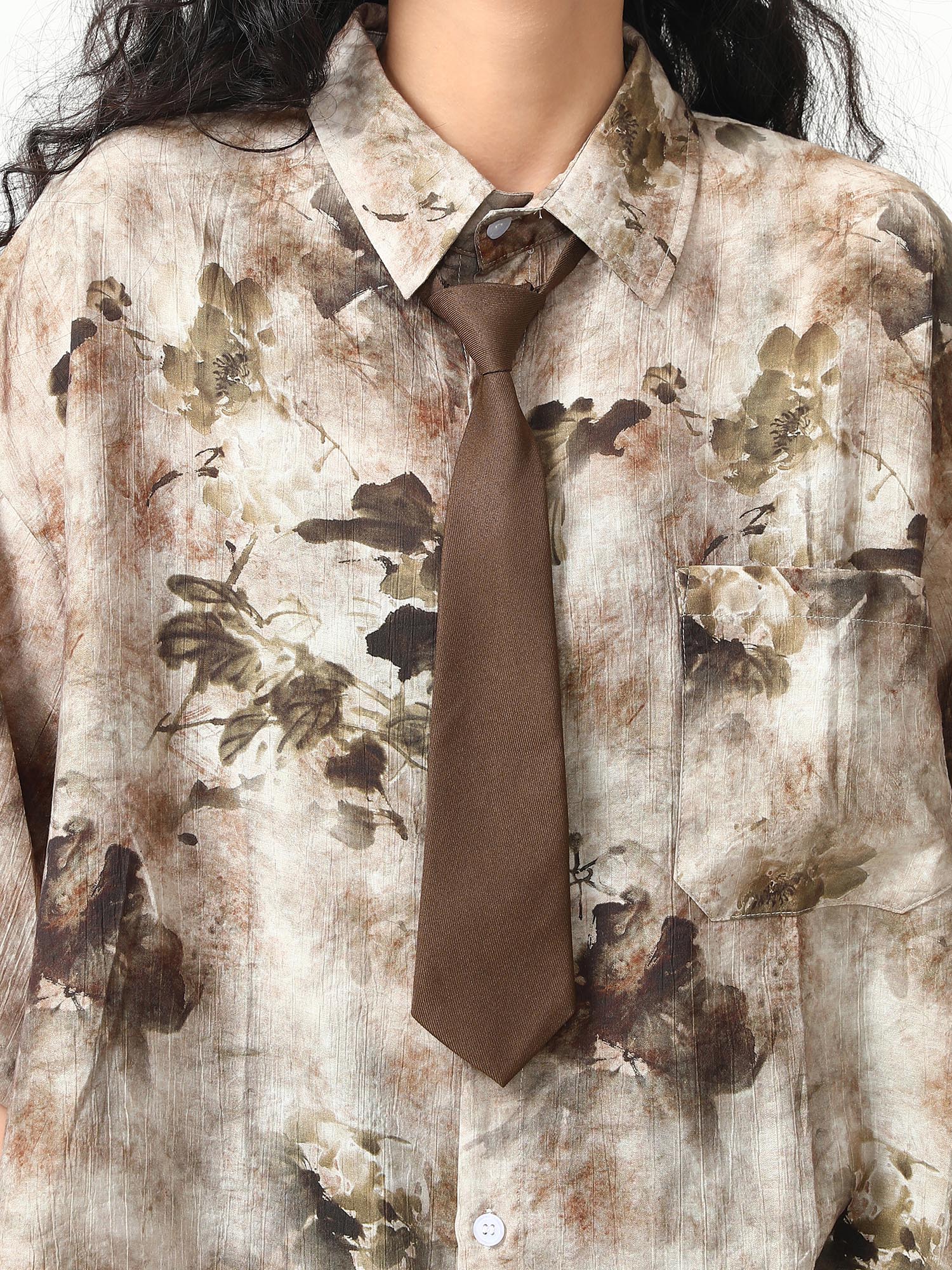 Versatile Brown Tie Melard Shirt - Portable Fashion Essential for Any Occasion, Perfect for Layering and Styling Versatile Brown Tie Melard Shirt - Portable Fashion Essential for Any Occasion, Perfect for Layering and Styling