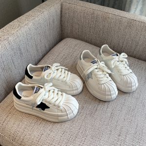 Versatile Lace-Up Thick-Soled White Sneakers for Women - Starry Casual Sports Shoes - 2025 Spring Style