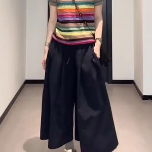 Versatile Plus Size Wide-Leg Pants for Women - Loose-Fit, Elastic Waist, Hip-Covering, Casual Style, Perfect for Everyday Wear