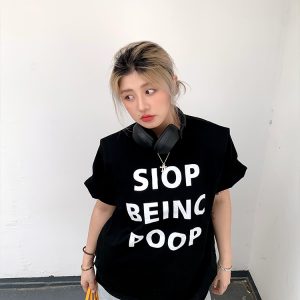 Versatile Round Neck Short Sleeve Letter Print T-Shirt for Women - Loose Slim Fit, Spring/Summer 2025 Fashion, Casual Style