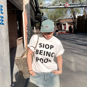 Versatile Round Neck Short Sleeve Letter Print T-Shirt for Women - Loose Slim Fit, Spring/Summer 2025 Fashion, Casual Style