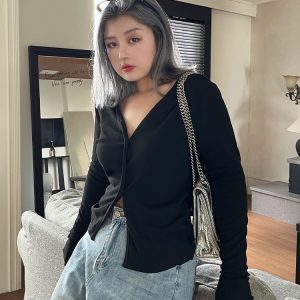 Versatile Solid Color Cotton Top - Basic Style for Effortless Chic Looks, Perfect for Everyday Wear and Layering