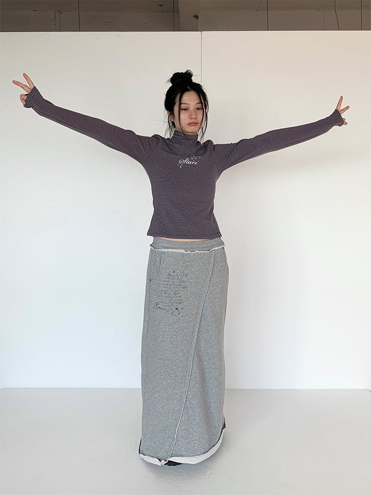 Versatile Striped High Neck Long Sleeve T-Shirt for Women - Autumn Winter Fashion Essential, Cozy Layering Top Versatile Striped High Neck Long Sleeve T-Shirt for Women - Autumn Winter Fashion Essential, Cozy Layering Top