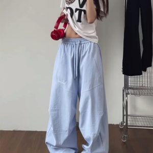 Versatile Women's Cargo Pants - Draped Fit Parachute Style, Trendy Hip-Hop Summer Trousers for Street Dance and Casual Wear
