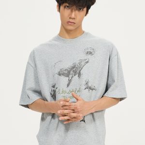 Vintage 2025 Heavyweight Printed Short-Sleeve T-Shirt for Men and Women - Loose Fit Pure Cotton Casual Tee