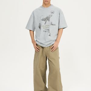 Vintage 2025 Heavyweight Printed Short-Sleeve T-Shirt for Men and Women - Loose Fit Pure Cotton Casual Tee