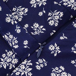 Vintage 2025 Summer V-Neck Floral Dress for Women - Blue Vacation Style, Age-Reducing Look, Perfect for 90s and Y2K Fashion