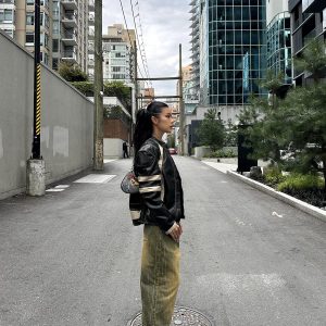 Vintage 90s Distressed Cotton-Padded Motorcycle Jacket - High-End Bikecore Style