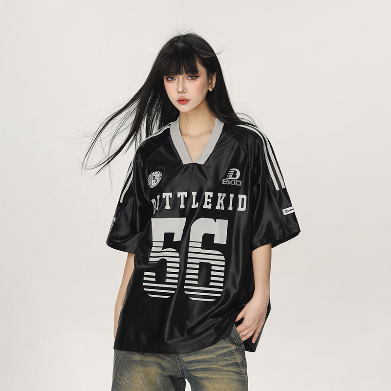 Vintage American Beer Team Captain Loose Short Sleeve T-Shirt for Women and Men - Trendy Summer Couple Jersey Top