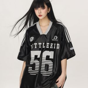 Vintage American Beer Team Captain Loose Short Sleeve T-Shirt for Women and Men - Trendy Summer Couple Jersey Top