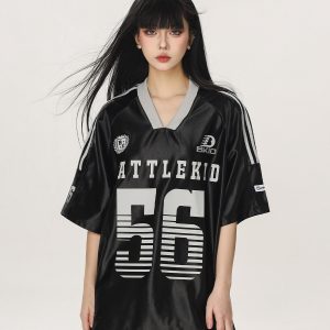 Vintage American Beer Team Captain Loose Short Sleeve T-Shirt for Women and Men - Trendy Summer Couple Jersey Top