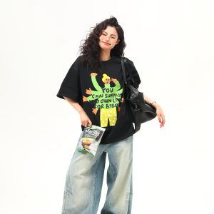 Vintage American Graphic Print Short Sleeve T-Shirt for Women - Trendy Summer Style, 90s Inspired Fashion Top