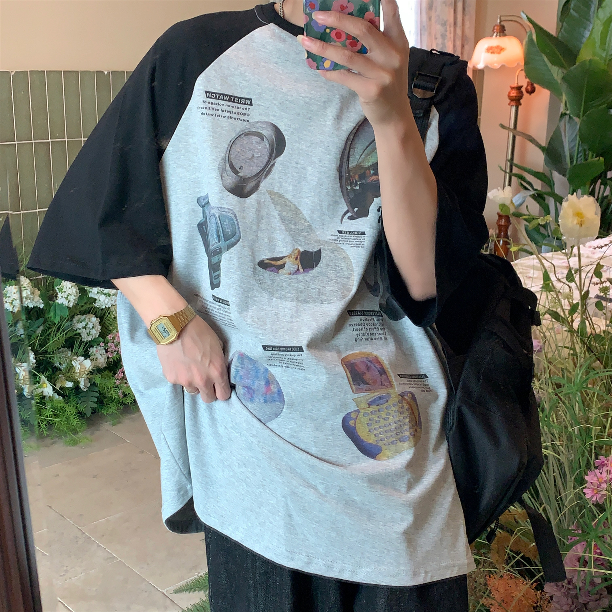 Vintage American Raglan Short Sleeve T-Shirt for Couples - 2024 Summer High Street Trendy Lazy Style Vintage American Raglan Short Sleeve T-Shirt for Couples - 2024 Summer High Street Trendy Lazy Style