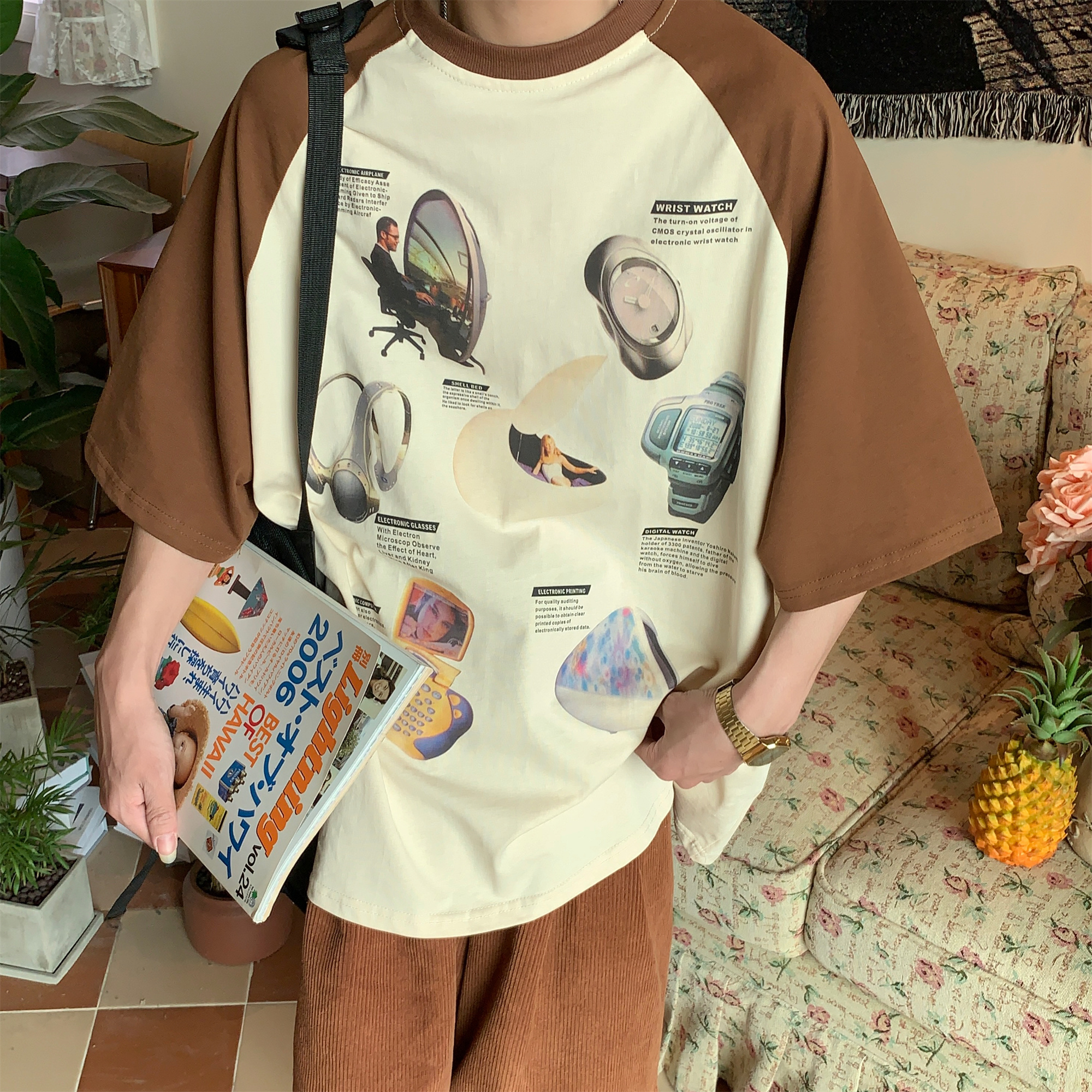 Vintage American Raglan Short Sleeve T-Shirt for Couples - 2024 Summer High Street Trendy Lazy Style Vintage American Raglan Short Sleeve T-Shirt for Couples - 2024 Summer High Street Trendy Lazy Style