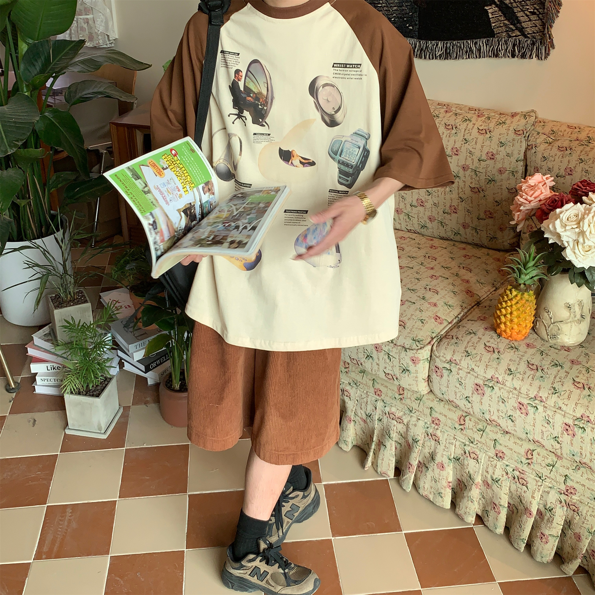 Vintage American Raglan Short Sleeve T-Shirt for Couples - 2024 Summer High Street Trendy Lazy Style Vintage American Raglan Short Sleeve T-Shirt for Couples - 2024 Summer High Street Trendy Lazy Style