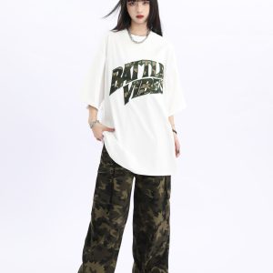 Vintage American Retro Oversized Short Sleeve T-Shirt for Men and Women - Unisex Loose Fit High Street Couple Tee