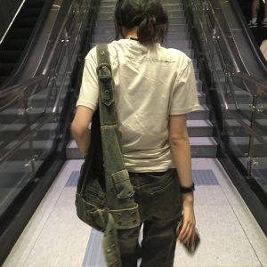 Vintage American Retro T-Shirt for Women with Fire Guitar Print, Short Sleeve Summer Style, Trendy Casual Top