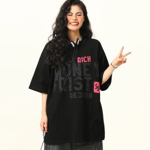 Vintage American Street Letter Print Short Sleeve T-Shirt for Men and Women - Summer Cotton Couple Top, Y2K Style