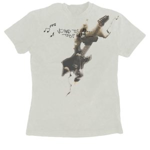 Vintage American Style Guitar Print T-Shirt for Women - Slim Fit Short Sleeve Summer Top, Trendy High Street Fashion