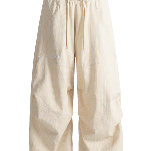 Vintage American-Style Loose-Fitting Wide-Leg Work Pants for Women, Striped Casual Sports Pants with Elastic Waist and Slimming Drape