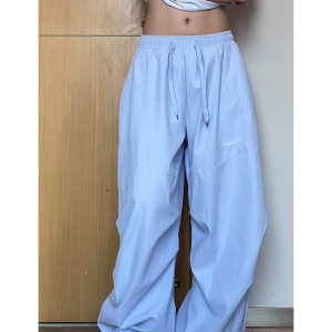 Vintage American-Style Striped Wide-Leg Work Pants for Women - Draped Loose Jazz Dance Casual Trousers, 2025 Fashion Trend