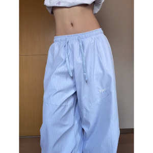 Vintage American-Style Striped Wide-Leg Work Pants for Women - Draped Loose Jazz Dance Casual Trousers, 2025 Fashion Trend