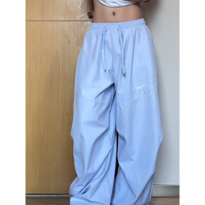 Vintage American-Style Striped Wide-Leg Work Pants for Women - Draped Loose Jazz Dance Casual Trousers, 2025 Fashion Trend