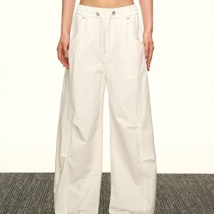 Vintage American-Style Wide-Leg Pleated Cargo Pants for Women - Casual Loose Fit for Summer 2025, Versatile Y2K Fashion