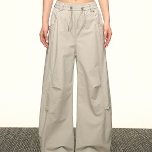 Vintage American-Style Wide-Leg Pleated Cargo Pants for Women - Casual Loose Fit for Summer 2025, Versatile Y2K Fashion
