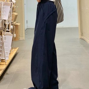 Vintage American-Style Wide-Leg Work Pants for Women - Summer Thin Quick-Dry Loose-Fitting Casual Tapered Sports Trousers