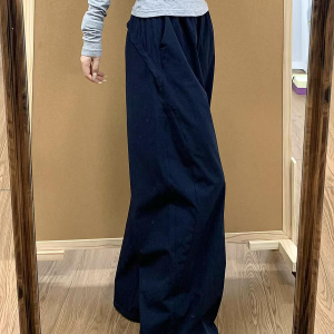 Vintage American-Style Wide-Leg Work Pants for Women - Thin, Loose Casual Summer Straight-Leg Sports Trousers