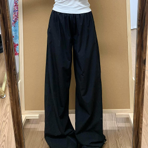 Vintage American-Style Wide-Leg Work Pants for Women - Thin, Loose Casual Summer Straight-Leg Sports Trousers