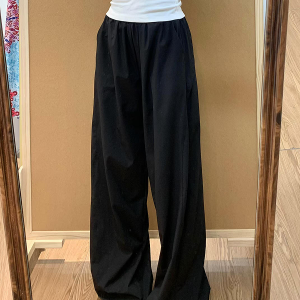 Vintage American-Style Wide-Leg Work Pants for Women - Thin, Loose Casual Summer Straight-Leg Sports Trousers