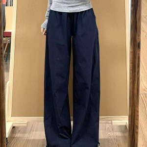 Vintage American-Style Wide-Leg Work Pants for Women - Thin, Loose Casual Summer Straight-Leg Sports Trousers