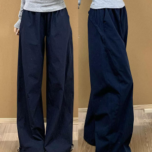 Vintage American-Style Wide-Leg Work Pants for Women - Thin, Loose Casual Summer Straight-Leg Sports Trousers