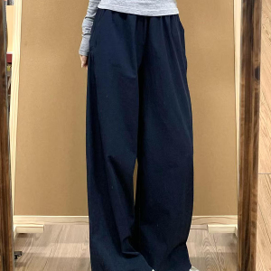 Vintage American-Style Wide-Leg Work Pants for Women - Thin, Loose Casual Summer Straight-Leg Sports Trousers