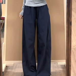 Vintage American-Style Wide-Leg Work Pants for Women, Loose Fit Summer Straight-Leg Casual Sports Trousers