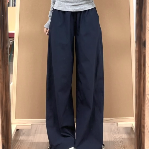 Vintage American-Style Wide-Leg Work Pants for Women, Loose Fit Summer Straight-Leg Casual Sports Trousers